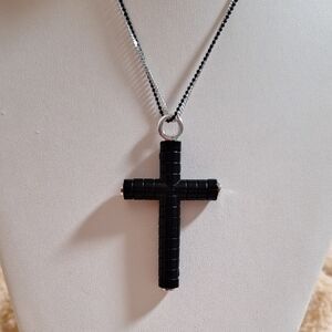 Sleek Black Cross Pendant Necklace